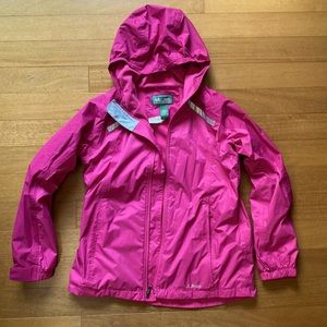 LL Bean girls sz XL 18 fleece-lined Rain coat pink
